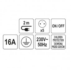 72460 LUND Prelungitor cu 5 prize, comutator indiv..